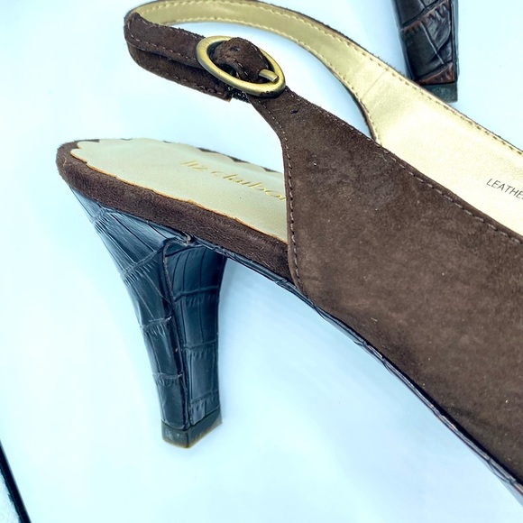 Liz Claiborne Dark Brown Slingback Croc-Embossed Heels and open toe US 9M - Picture 12 of 15